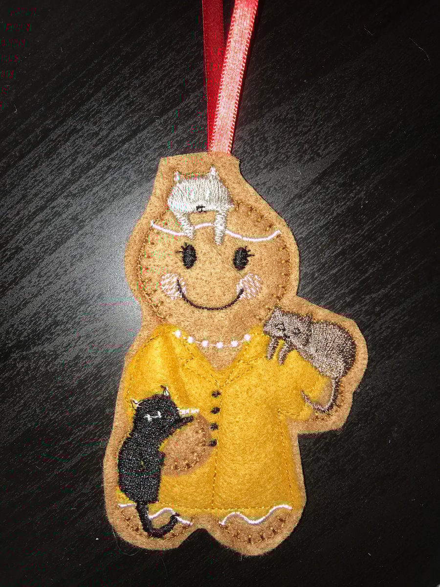 Gingerbread Cat Lady Decoration