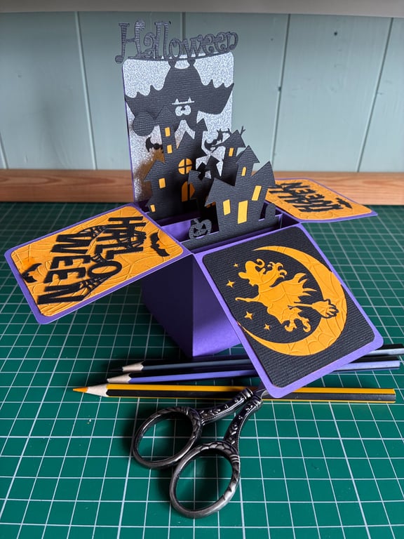 Handmade 3D Box Halloween Bat Card