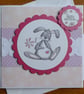 Happy Birthday Card - Rabbit with Pink Flower - Image 3
