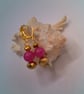 Fuchsia Glass Bead and Gold Crystal Earrings, Hot Pink Earrings, Earrings  - Image 4