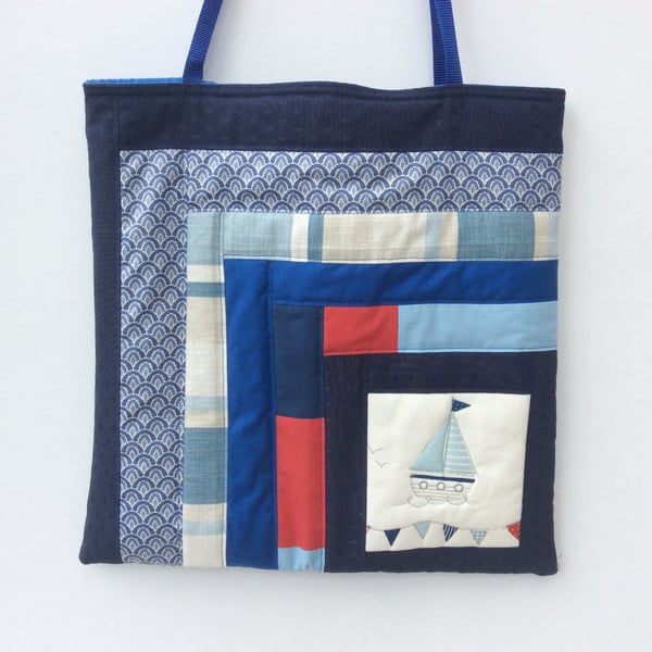 Large tote, baby bag, beach bag, shopping bag, nautical 