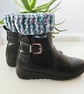 Blue Rainbow Boot Cuffs, Crochet Ankle Warmers - Image 5