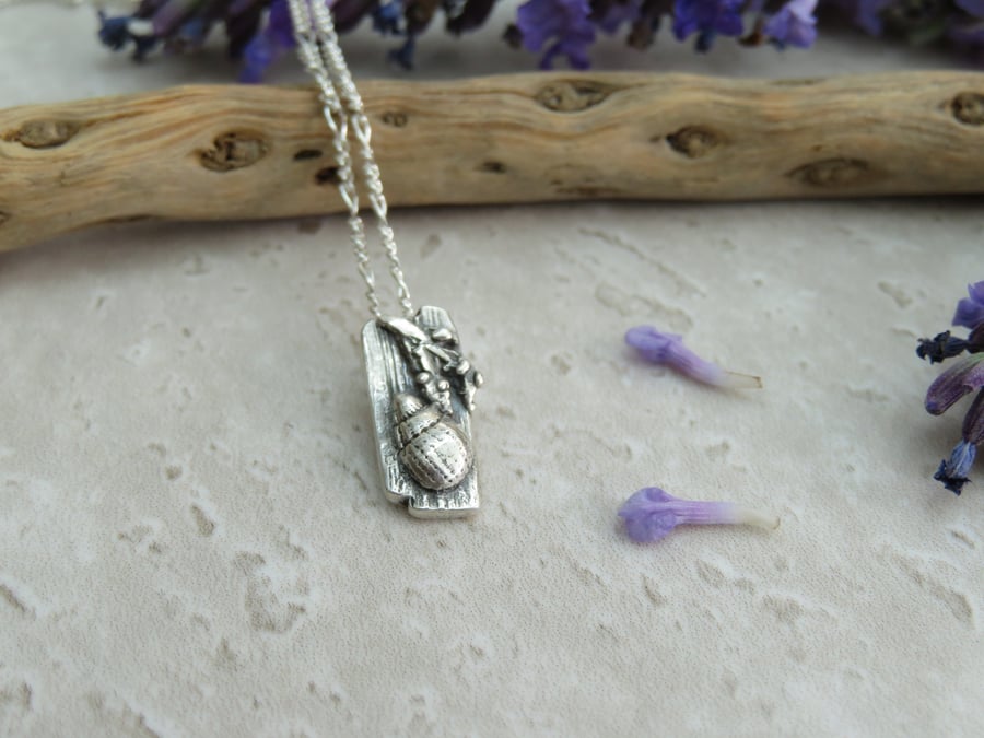 Miniature Silver Driftwood, Seaweed and Shell Necklace
