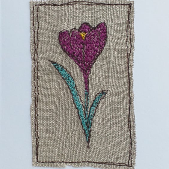 Embroidered Crocus Card