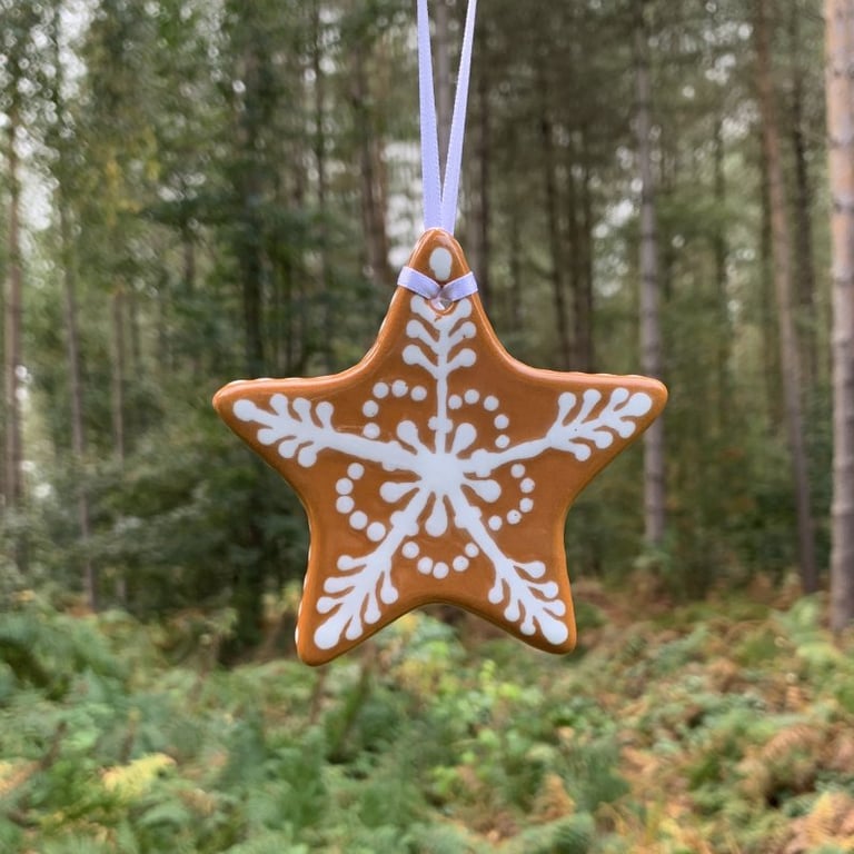 Hand painted Ceramic Lebkuchen Hanging Decoration, Christmas Hanger