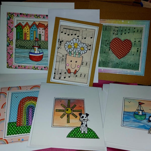 Quirky art, whimsical mystery beautiful handmade cards and postcard surprise box