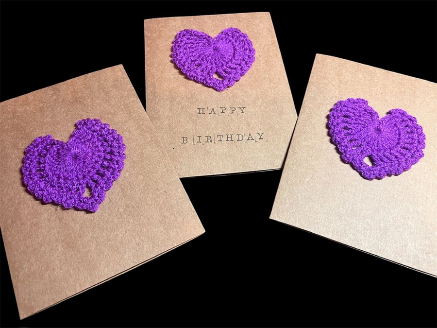 Set of 3 All Occasion Cards, Heart Cards, Birthday Cards, Blank Cards