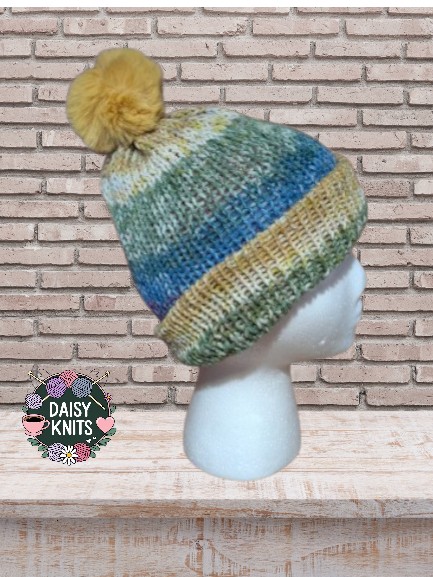 Hand Knitted hat, Ladies Beanie Hat, beanie, pom pom hat