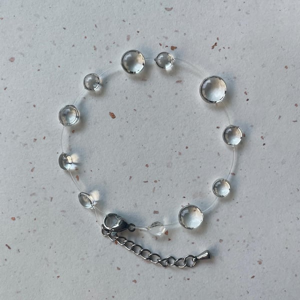 Dainty Rain Inspired Bracelet, Invisible Raindrop Jewellery