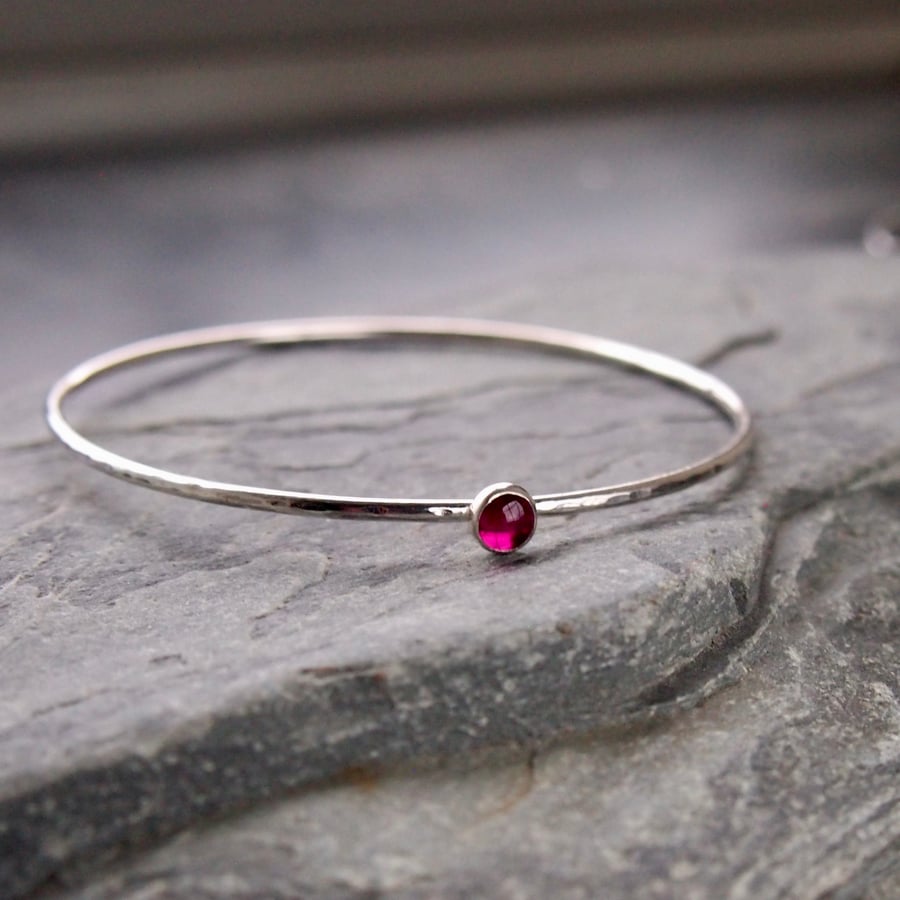 Sterling Silver Bangle with Ruby