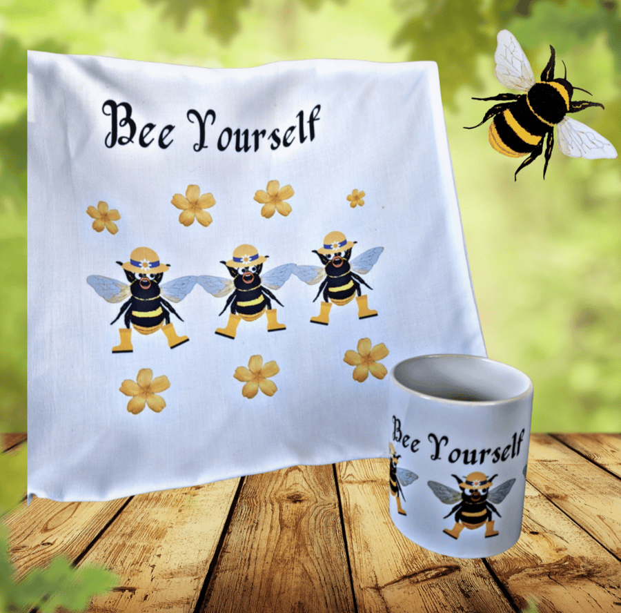 Bee Yourself Tote Bag and Mug