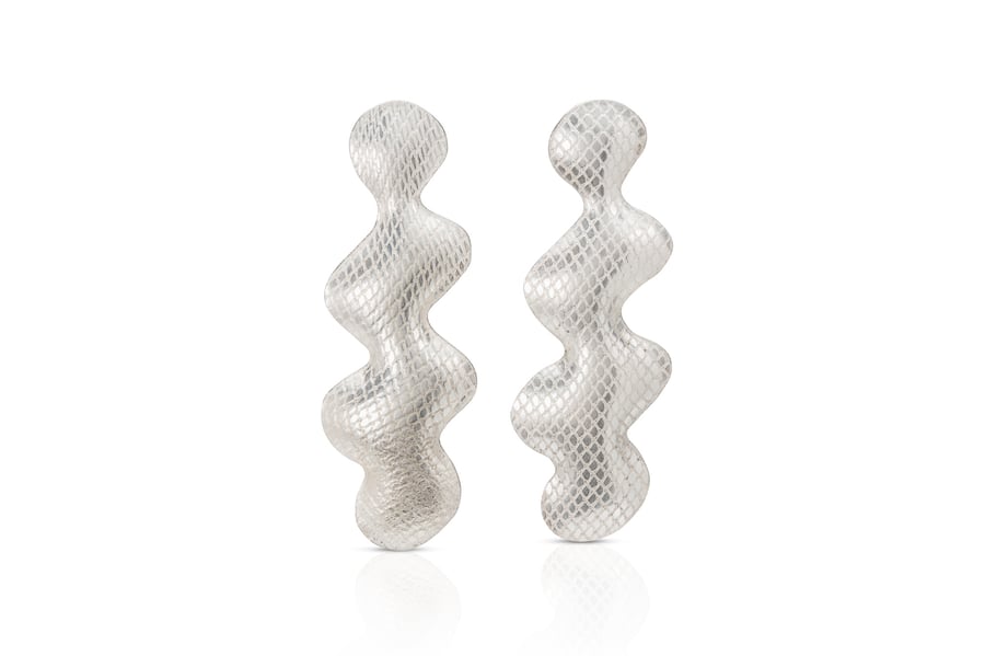Handmade Textured Silver Wave Earrings
