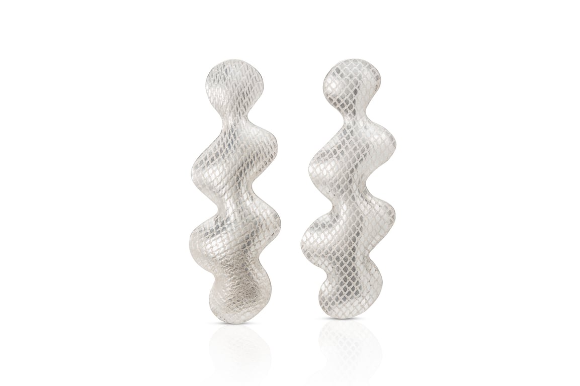 Handmade Textured Silver Wave Earrings