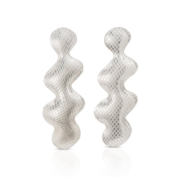 Handmade Textured Silver Wave Earrings