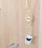 Daisy Flower Drop Earrings Jade, Yellow Quartz & Blue Wood Bead  - Image 5