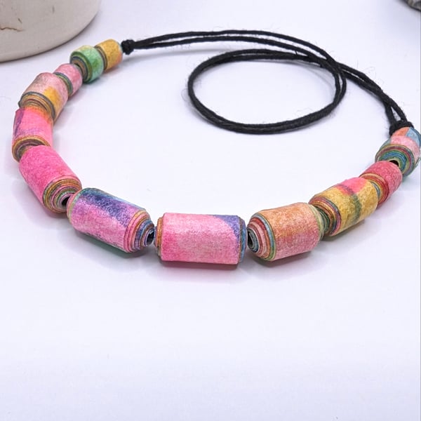  Colourful Paper Bead Necklace