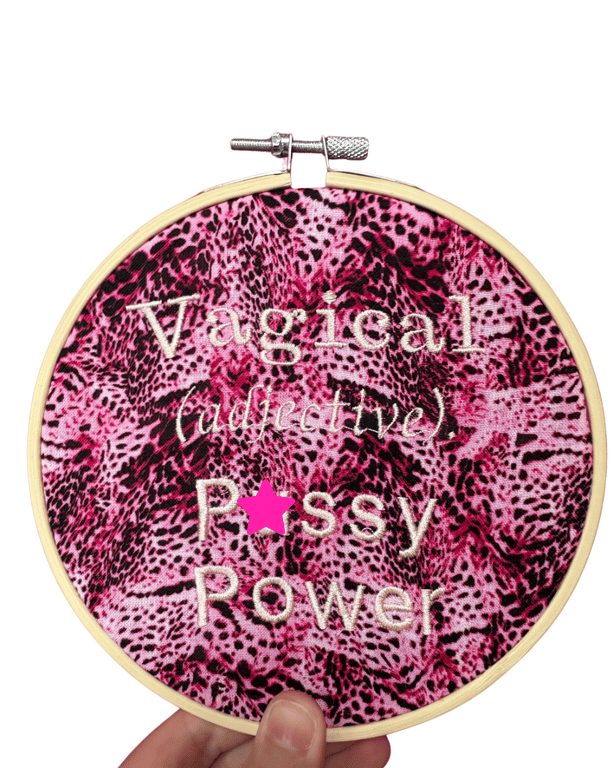 Vagical (Adjective) Pussy Power - 6" Embroidered Hoop Wall Art