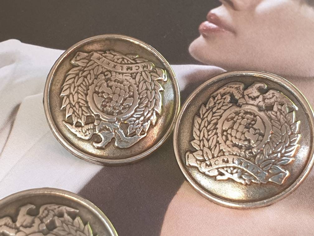 78" 22.4mm 36L Crest Military Buttons Antique Silver x 6 Buttons