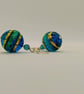 Sea Blue Murano Glass Drop Earrings, 22kt Gold Core, Sterling Silver Earwires