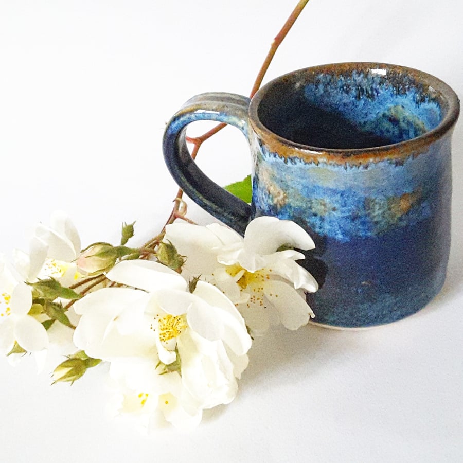Ceramic Mug in Blue Glazes