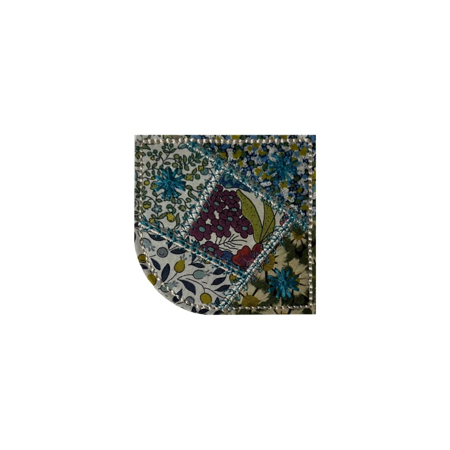 Liberty Fabric Corner Bookmark: Embroidered Patchwork Gift