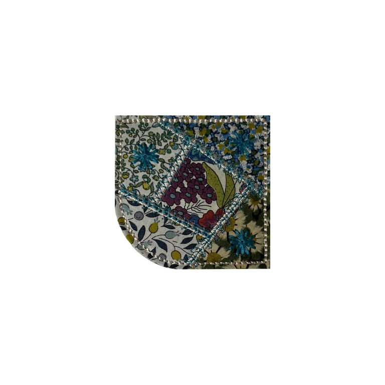 Liberty Fabric Corner Bookmark: Embroidered Patchwork Gift