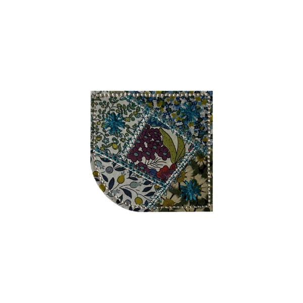 Liberty Fabric Corner Bookmark: Embroidered Patchwork Gift