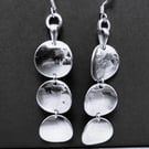 3 Silver circles in a drop earring  - fun everyday earring