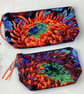 Floral makeup bag, Chrysanthemum zip bag, 2 size options, Handmade - Image 6