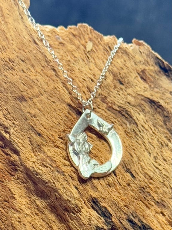 Fox and butterfly silver pendant 
