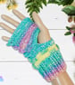 Crochet gloves. Pastel shades dragon scale gloves. Green fingerless gloves. - Image 9