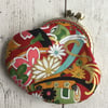 Japanese Inspired Floral Fabric  Clasp Coin Purse