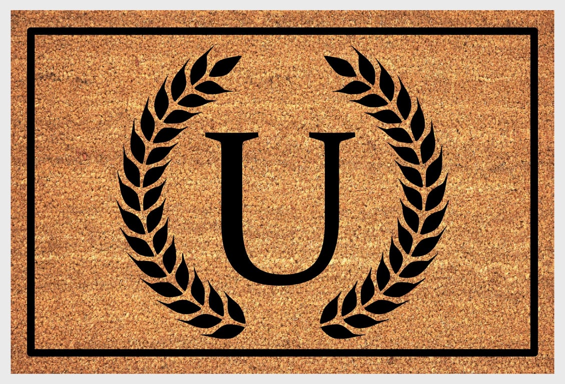 U Letter Door Mat - Monogram Letter U Welcome Mat - 3 Sizes