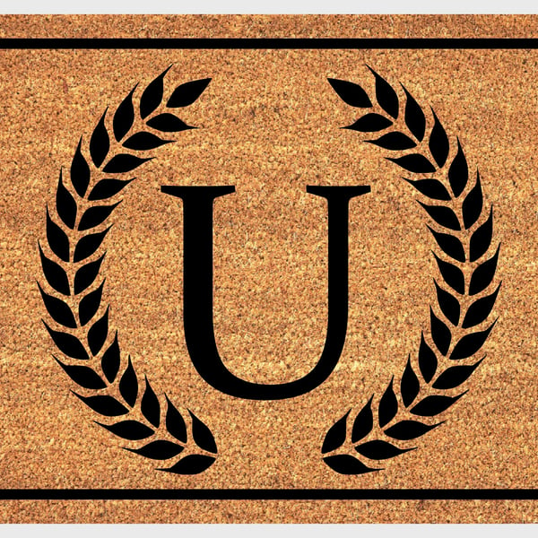 U Letter Door Mat - Monogram Letter U Welcome Mat - 3 Sizes