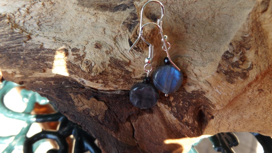 Labradorite and spinel earrings