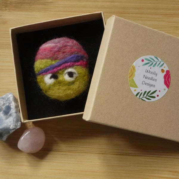 Needle felted Scenic Sheep Brooch in 3 designs