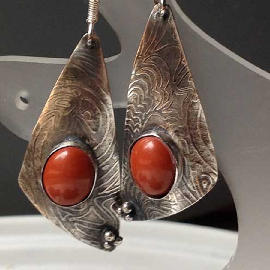 Silver and Jasper small sail earrings