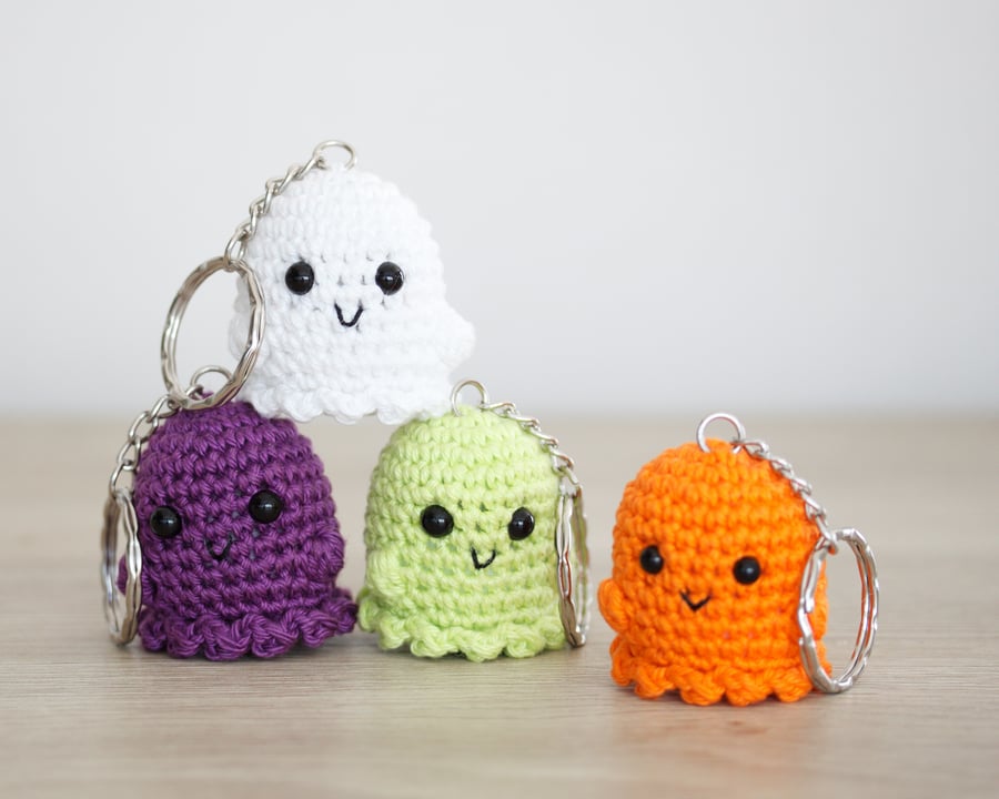 Cute Ghost Keyrings Crocheted Handmade Keychains Great Gifts