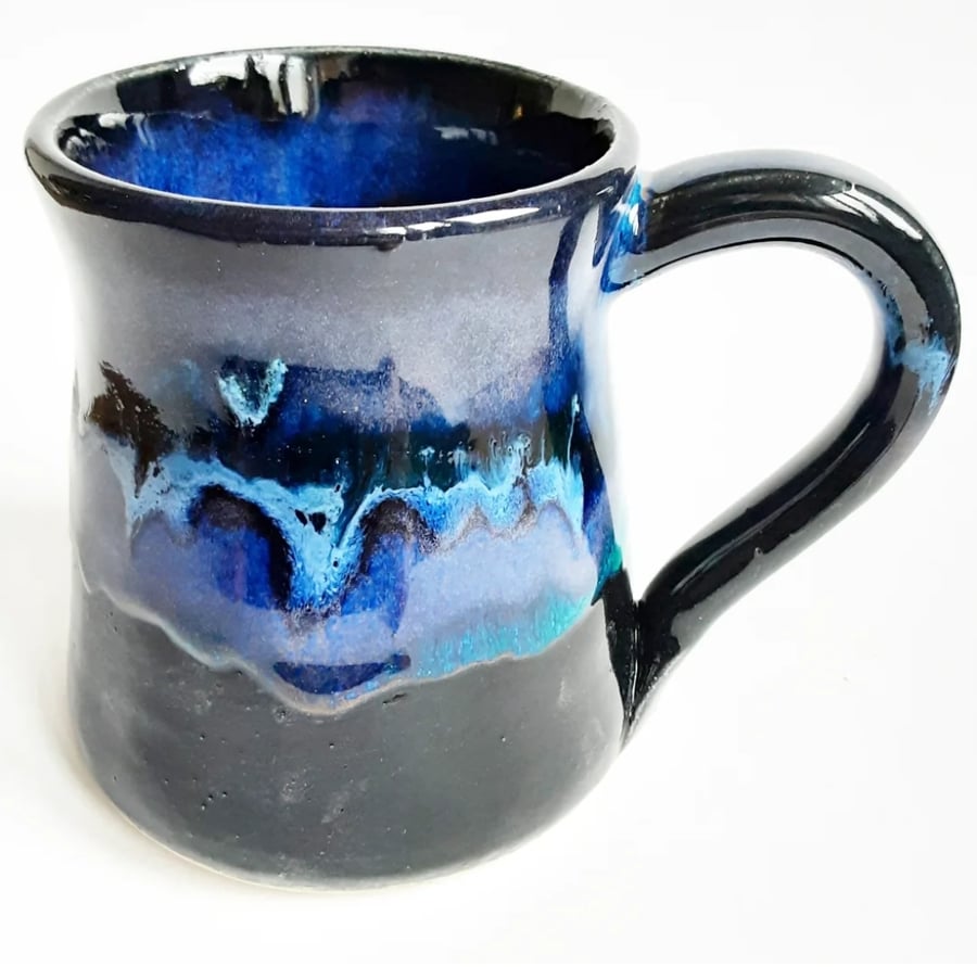 Blue Glazed Mug - Hand Thrown Stoneware Ceramic Mug 