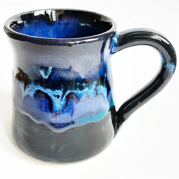 Blue Glazed Mug - Hand Thrown Stoneware Ceramic Mug 