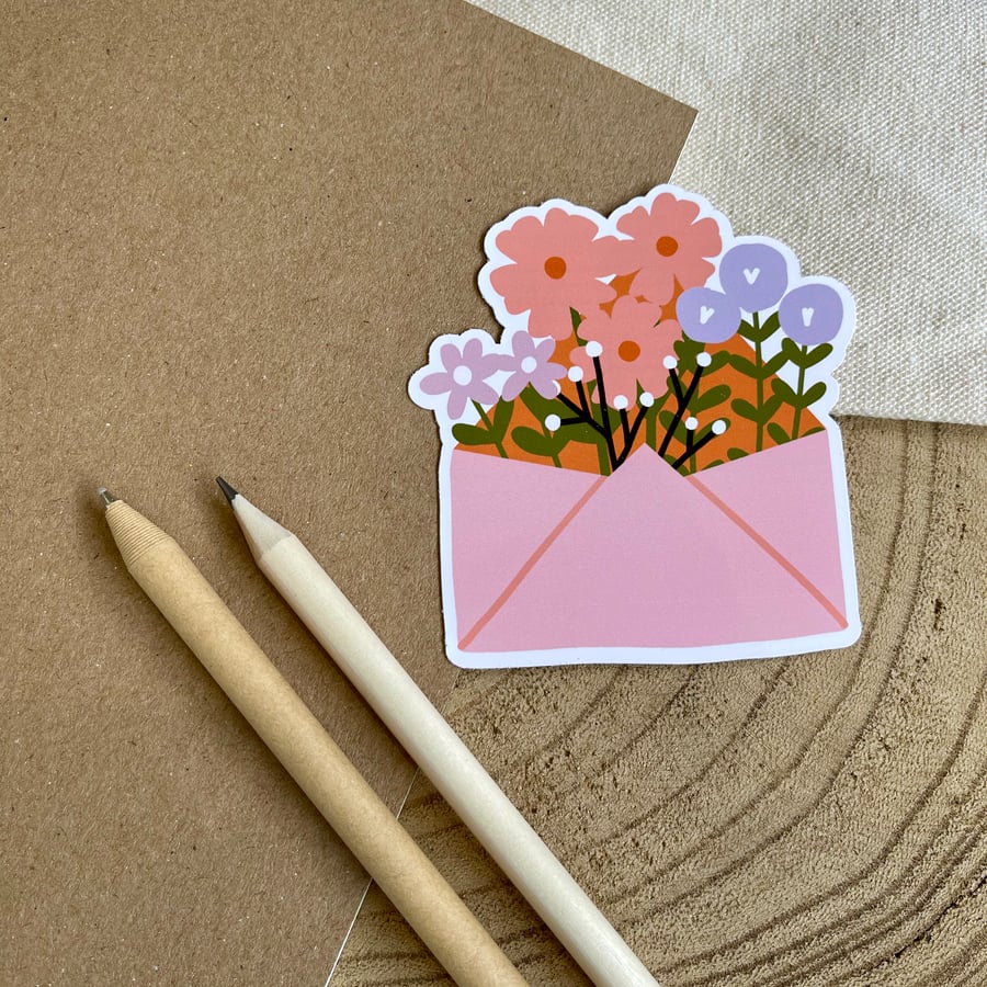 Floral Envelope Large Matte Vinyl Sticker 