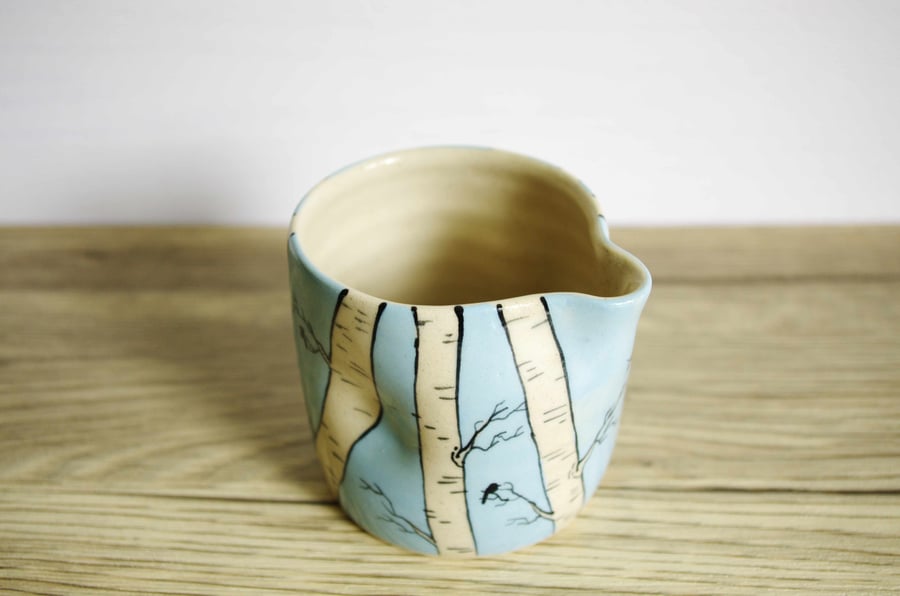 Small Jug - Silver Birch Trees and Birds