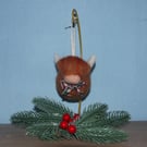 Needle felted Highland cow christmas tree ornament