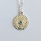 1886 Threepence pendant set with Emerald 