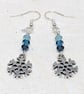 Snowflake earrings with blue Swarovski crystals, silver plated - Image 2