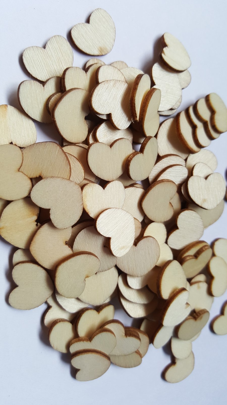 30 x Mini Wooden Shapes - 15mm - Heart 