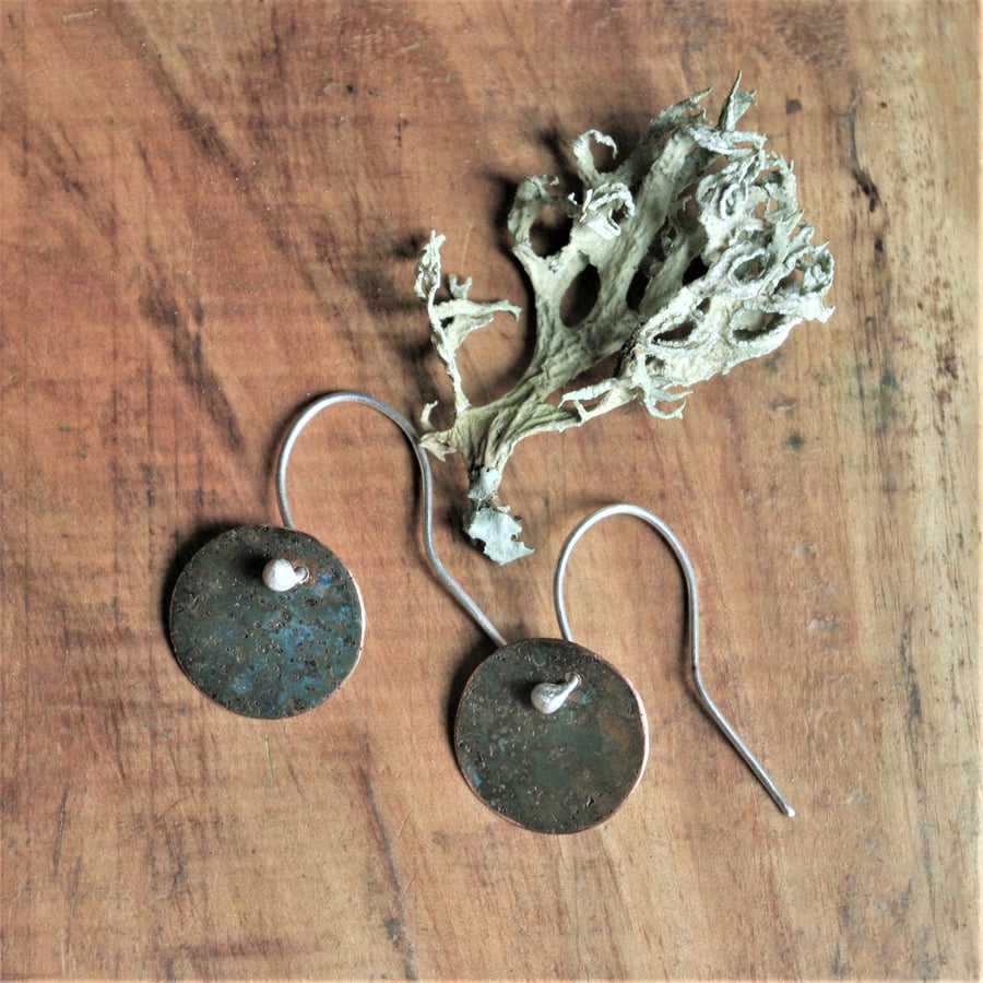 Lichen Copper Dangle Earrings