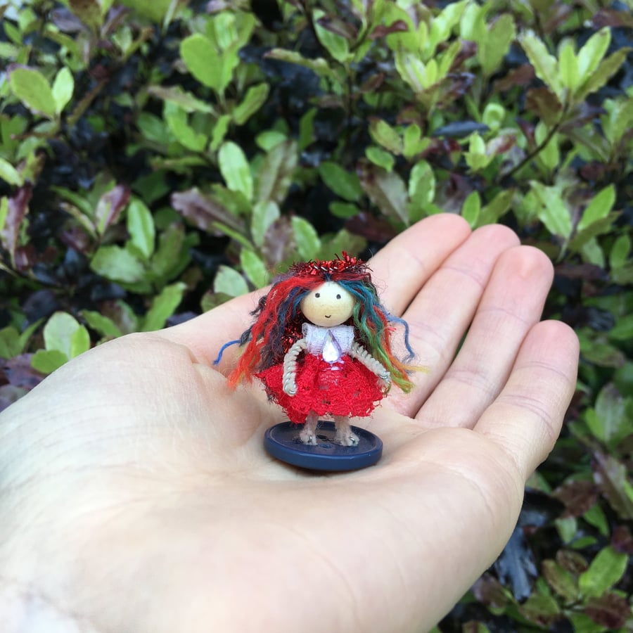 Extra Tiny Button Fairy Decoration - Rainbow