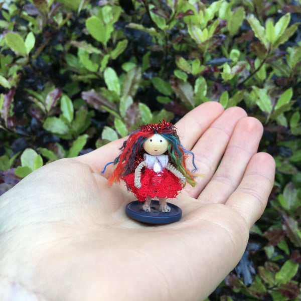 Extra Tiny Button Fairy Decoration - Rainbow