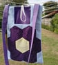 Patchwork peg bag with shoulder strap. Purple, yellow & blue with white spots.  - Image 2